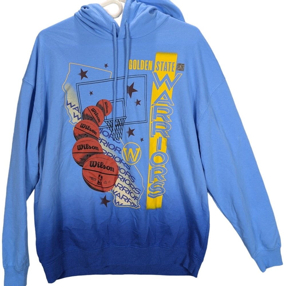 Golden State Warriors Hoodie Mens Medium Basketball Blue Fleece Ombre NBA